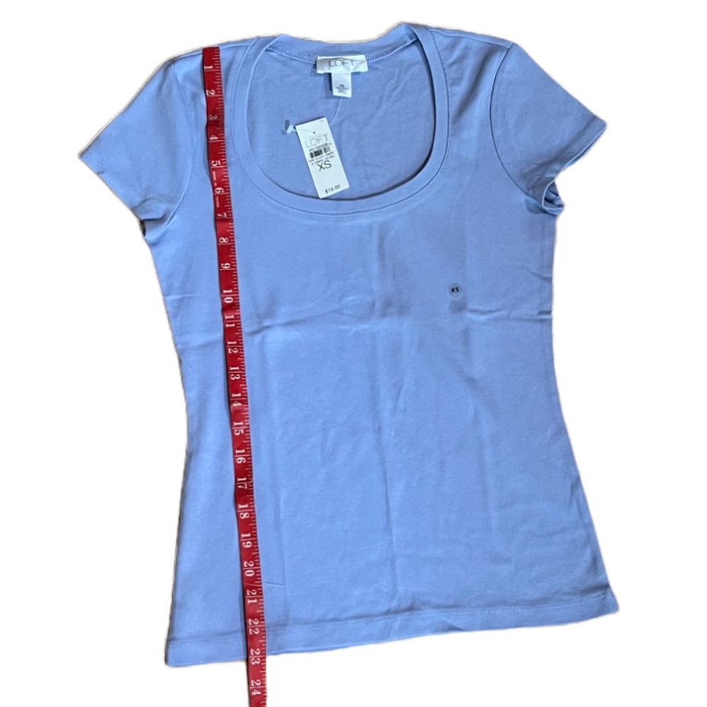 NWT Ann Taylor LOFT Purple 100% Cotton Short Sleeve Scoop Neck T-Shirt, Size XS - Picture 3 of 7